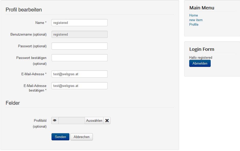 Profilbild in Joomla