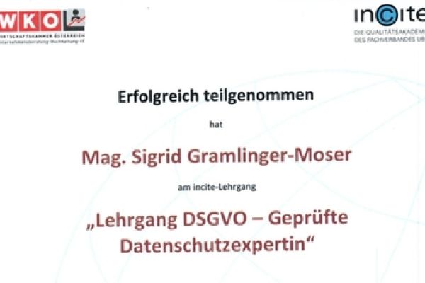 DSGVO Lehrgang Sigrid Gramlinger-Moser