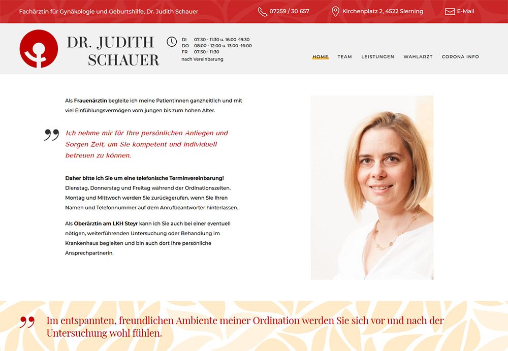 Joomla Webseite der Frauenärztin Dr. Schauer